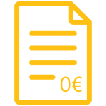 Pictogramme d'une feuille de papier avec marqué 0 euros signifiant que le devis est gratuit