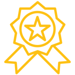 Pictogramme d'une étoile dans un ruban rond signifiant que l'entreprise fournit un travail de qualité